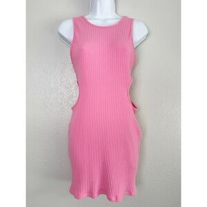 NWT Forever 21 ribbed pink bodycon side cutout mini dress S